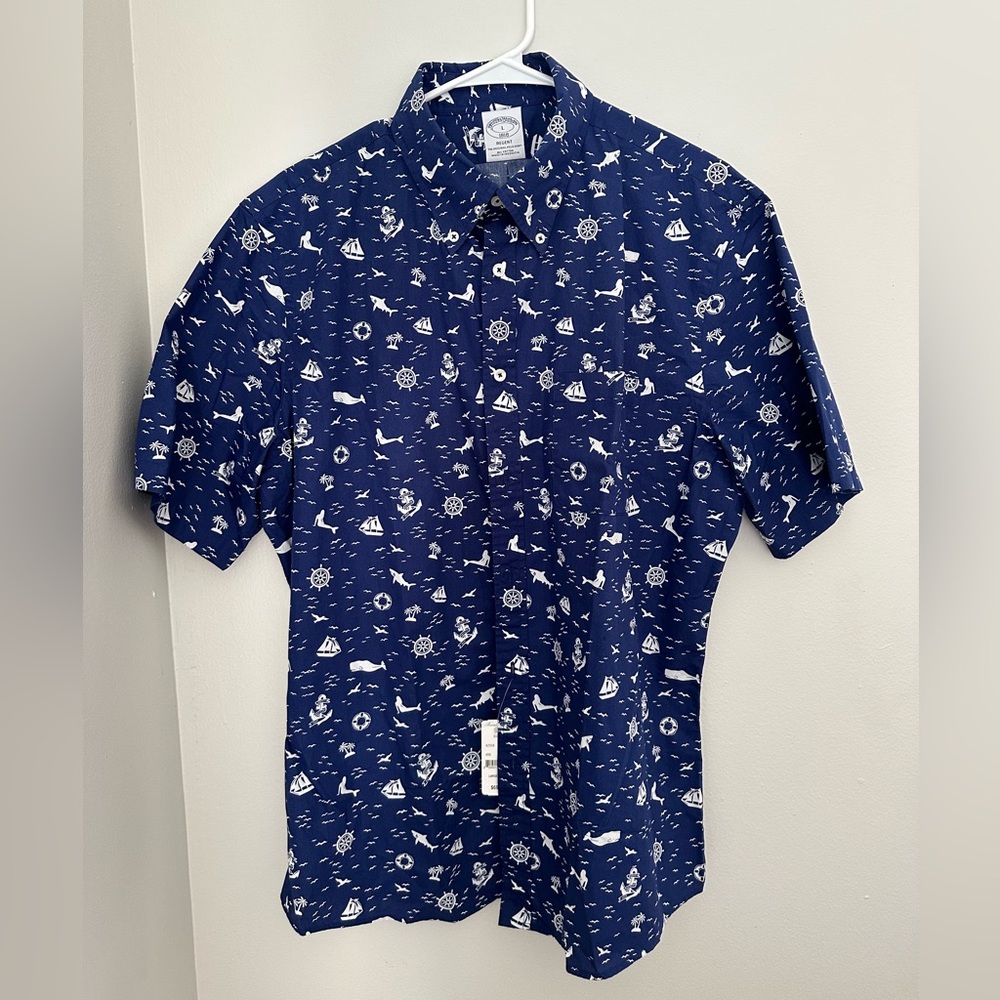 Brooks Brothers blue button down nautical shirt